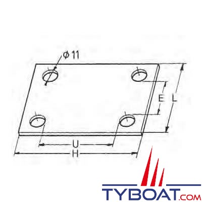 Plaquette d'assemblage 4 trous 60x100mm pour bride 30x30 ou 60x30