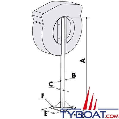 Poteau pour coffre de bouée couronne standard Ø 75cm - 1.50 mètre
