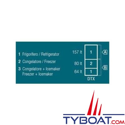 Vitrifrigo - Réfrigérateur SeaDrawer DW360 - DTX OCX2 - 2 tiroirs 1 porte - 2 congélateurs 1 réfrigérateurs - 12/24 Volts