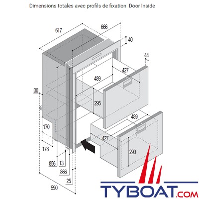 Vitrifrigo - Seadrawer DW 180 DTX IM OCX2 - Congélateur + IM / réfrigérateur - unité interne - 230 V