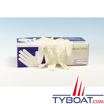  Gants latex jetables (boîte de 100) taille 7/8 - M