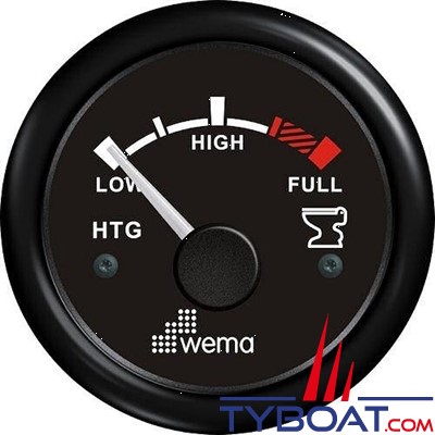 Wema - Indicateur de niveau d'eaux noires Blackline - Enjoliveur noir - Cadran noir - 240-30 Ohms - 12/24 volts