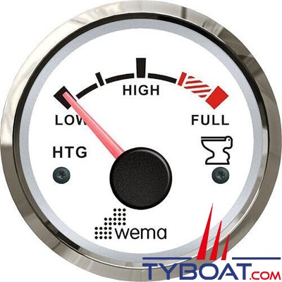 Wema - Indicateur de niveau d'eaux noires Silverline - Enjoliveur inox - Cadran Blanc -  240-30 Ohms - 12/24 volts