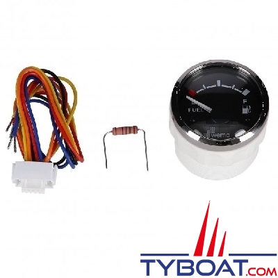 Wema - Indicateur de niveau de carburant  Whiteline - Cadran blanc - Enjoliveur blanc - 0-180 Ohms - 12/24 volts