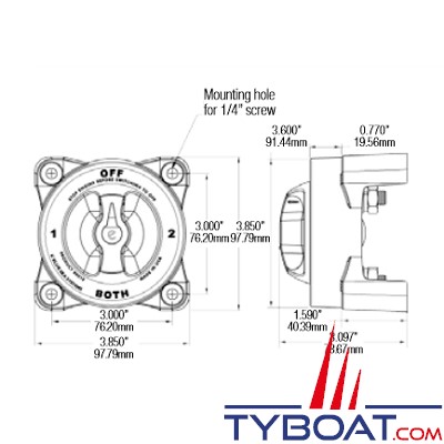 WhisperPower - Commutateur de batterie manuel WP-HD usage intensif - dual circuit - 4 positions - 600A