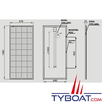 WhisperPower - Panneau solaire - 185 watts - monocristallin - 1482x676x35mm