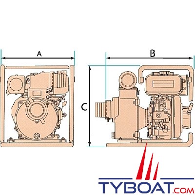 YANMAR - Motopompe Diesel 52m3/heure - Pompe centrifuge auto-amorçante - 870 litres minute - 