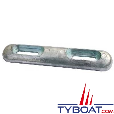 Zinetti - Anode à boulonner fairline - zinc - 319mm x 63mm - 2.2 kg